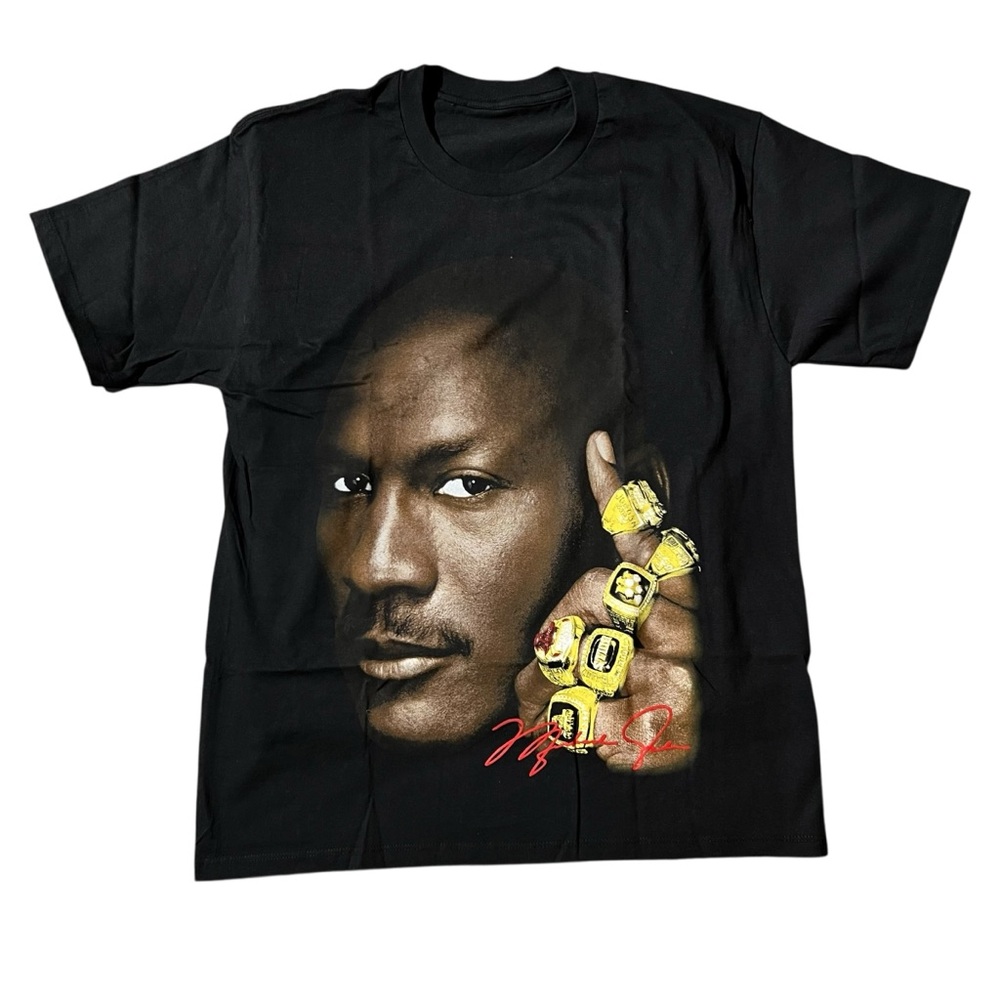 Michael Jordan 6 Rings Black Graphic Tee with Iconic Design